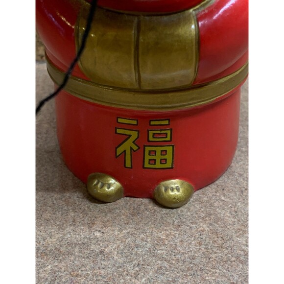 Vintage Bobble Head Nodder Bank Asia Japanese Wooden Ceramic Shelf Sitter - Picture 3 of 16